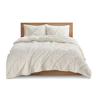 True North by Sleep Philosophy Addison Full/Queen Pintuck Sherpa Down Alternative Comforter Set, Ivory, large