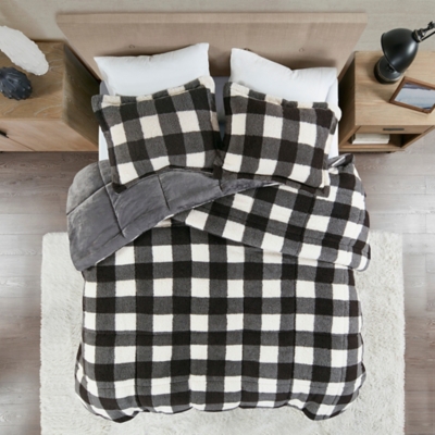 True North by Sleep Philosophy Brooks King Print Sherpa Down Alternative Comforter Set, , large