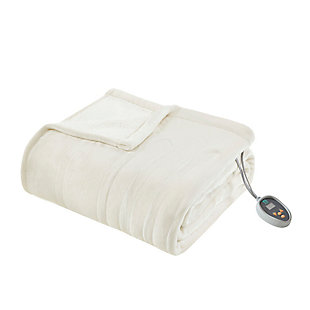 True North by Sleep Philosophy Full Reversible Plush To Berber Heated Blanket with Automatic Timer, Ivory, large