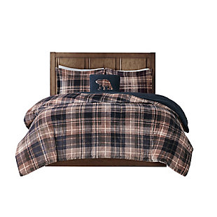 Woolrich Alton Twin Plush to Sherpa Down Alternative Comforter Set, Brown/Black, large