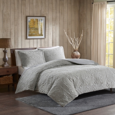 Woolrich Teton King/California King Embroidered Plush Coverlet Set, , large