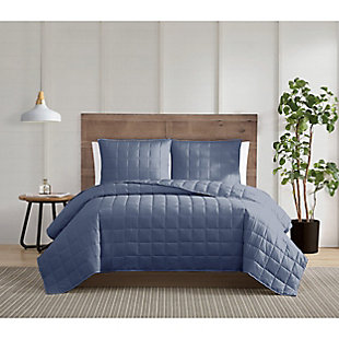Truly Calm Silver Cool King 3 Piece Quilt Set, Blue, rollover