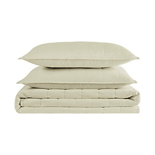 Truly Calm Silver Cool Full/Queen 3 Piece Quilt Set, Khaki, large