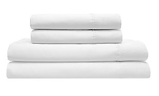 Elite Home Products Twin 350 Thread Count Bamboo Comfort Sheet Set, White, rollover