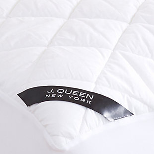 The J. Queen New York Regal Waterproof Mattress Pad is the perfect foundation to keep your mattress protected and clean. The cotton top mattress pad is specially engineered with an allergen-barrier sleep surface to prevent dust mites, pet dander, pollen and other allergens from penetrating your bedding. The reverse poly layering is waterproof for added protection and soundless for a restful night’s sleep. The hypoallergenic ultra-lofty fiberfill mattress pad is diamond quilted for a smooth, breathable sleep surface. The four-way deep pocket stretch skirt can fit a mattress up to 21 inches.Made of 100% cotton | Hypoallergenic polyfill | Protects and extends the life of your mattress  | Fitted sheet stretches to fit the deepest mattresses; works great with smaller low-profile mattresses (7"-20") | Waterproof | Adds comfort and support to your mattress | Imported