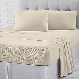 J. Queen New York Royal Fit Flannel Twin 3 Piece Sheet Set, Ivory, rollover