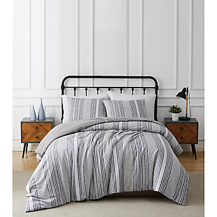 Truly Soft Kiel Stripe Twin XL 2 Piece Flannel Comforter Set, Gray, rollover