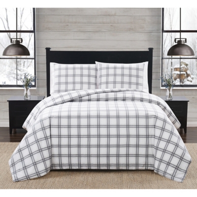 London Fog Plaid Full/Queen Flannel Comforter Set