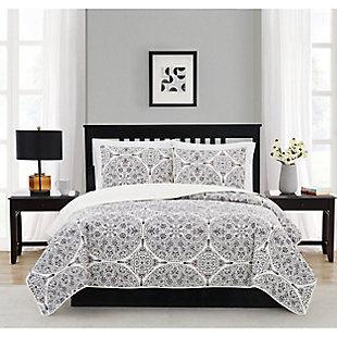 This stunning printed bedding set features a watercolor medallion print that's elevated by the paisley pattern within, bringing a modern feel to classic design. Complete with a matching sham, this set has everything you need to complete the look of any bedroom. The soft, silky feel to this set is provided by the 100% microfiber fabric that's easy to maintain and machine washable.Includes 1 quilt and 1 standard sham | Made of microfiber polyester | Quilt with cotton/polyester fill | Machine washable; wash in appropriate size equipment to avoid damage | Imported