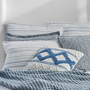 Inspired by luxury yet casual Beach House decor, the Serenity Quilt offers relaxed versatility and effortless elegance to your sleep space. Crafted in Portugal from fine cotton yarns that develop incredible comfort and softness over time. Detailed with relaxed and inviting woven dobby stripes in blue on a crisp white ripple-textured airy fabric. This lush lightweight quilt adds a refreshed dimension to your space, and coordinates beautifully with the Serenity collection.Cotton features unique insulation properties that keeps you warm in the Winter, and breathability to keep you cool in the Summer | Yarns are of the highest quality, combed, long staples, providing long lasting comfort and durability | White Sand linens are crafted with a high level of complexity and detail, and embrace distinct Portuguese weaving looms that are a mastery of many generations | White Sand products are covered by OEKOTEX STANDARD 100 CLASS I, guaranteeing chemical-free environmentally friendly materials and packaging | 100% Cotton | Imported