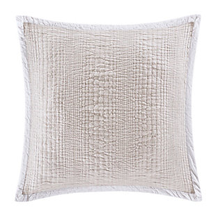 Crafted from exceptionally fine cotton-blend yarns, the Driftwood Stripe Euro Sham adds relaxed versatility and effortless layering to your decor. Designed with a natural linen color palette which beautifully adorns the textured stripe fabric. This lovely accent adds a dimension of tranquility to your sleep space, and coordinates beautifully with the Driftway Pillows and Driftwood Stripe collection.Cotton features unique insulation properties that keeps you warm in the Winter, and breathability to keep you cool in the Summer | Yarns are of the highest quality, combed, long staples, providing long lasting comfort and durability | White Sand linens are crafted with a high level of complexity and detail, and embrace distinct Portuguese weaving looms that are a mastery of many generations | White Sand products are covered by OEKOTEX STANDARD 100 CLASS I, guaranteeing chemical-free environmentally friendly materials and packaging | 78% Cotton/22% Linen | Imported