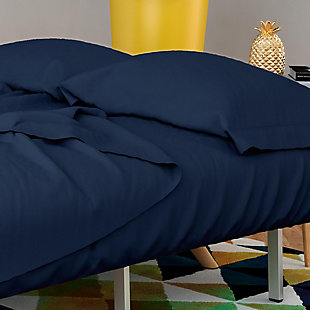 Novogratz Futon and Twin Sleeper Sofa Microfiber Sheet Set, Blue, rollover