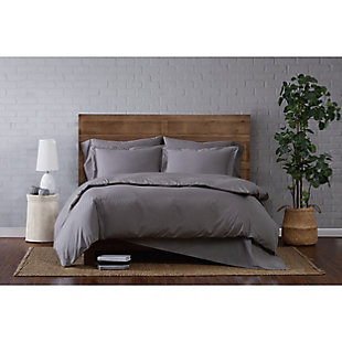 Cannon Solid Percale 3 Piece Full/Queen Duvet Set, Gray, rollover