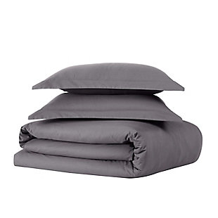 Cannon Solid Percale 3 Piece King Duvet Set, Gray, large