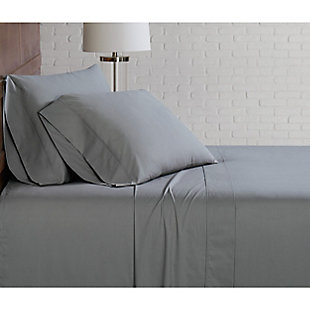 Cannon Solid Percale 5 Piece Split King Sheet Set, Gray, rollover