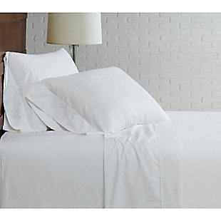 Cannon Solid Percale 4 Piece Queen Sheet Set, White, rollover