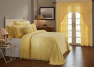 Better Trends Wedding Ring Collection Loop Design Queen Bedspread, Yellow, rollover