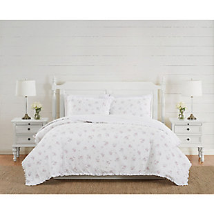 The Farmhouse by Rachel Ashwell Signature Rosebury Twin/Twin XL 2 Piece Duvet Cover Set, White/Pink, rollover