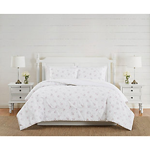 The Farmhouse by Rachel Ashwell Signature Rosebury Full/Queen 3 Piece Comforter Set, White/Pink, rollover