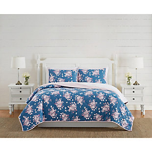 The Farmhouse by Rachel Ashwell Signature Savannah Dusk Twin/Twin XL 2 Piece Quilt Set, Blue/Pink, rollover