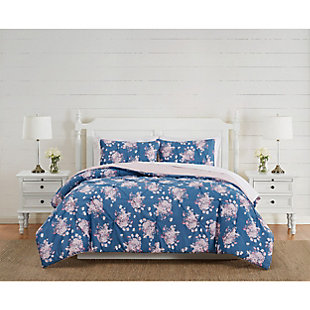 The Farmhouse by Rachel Ashwell Signature Savannah Dusk Twin/Twin XL 2 Piece Comforter Set, Blue/Pink, rollover