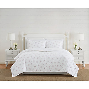 The Farmhouse by Rachel Ashwell Signature Rosebury Twin/Twin XL 2 Piece Quilt Set, White/Pink, rollover