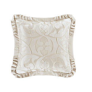 J. Queen New York La Boheme Ivory 20" Square Embellished Decorative Throw Pillow, , rollover