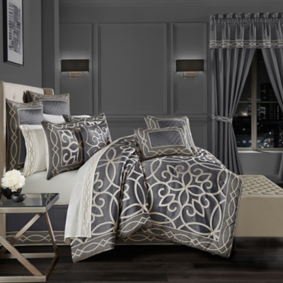 J. Queen New York Deco Charcoal 4Pc. Comforter Set