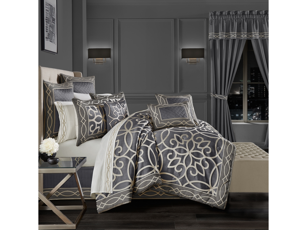 J. Queen New York Deco Charcoal 4Pc. Comforter Set | Ashley