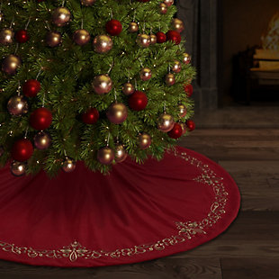 J. Queen New York Noelle Tree Skirt Christmas Tree Skirt, Crimson, rollover