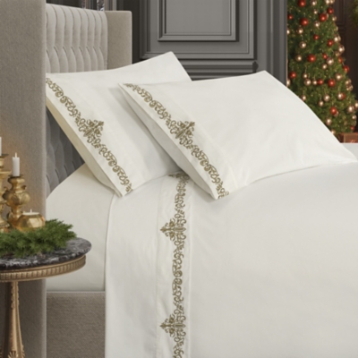 J. Queen New York Noelle Sheet King 4Pc. Sheet Set, Gold, large