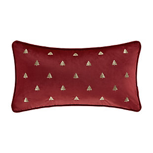 J. Queen New York Christmas Tree Pillow Boudoir Embellished Decorative Throw Pillow, Crimson, rollover