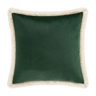 J. Queen New York Casey Sherpa Evergreen 18" Square Quilted Decorative Throw Pillow, , large