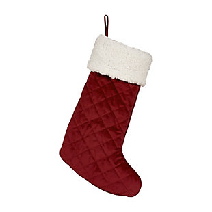 J. Queen New York Casey Sherpa Stocking Quilted Christmas Stocking, Crimson, large