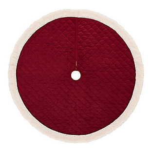 J. Queen New York Casey Sherpa Tree Skirt Quilted Christmas Tree Skirt, Crimson, large