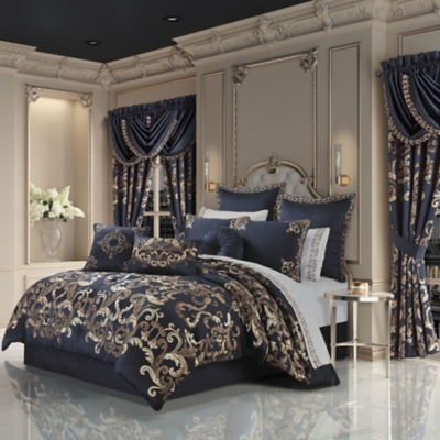 J Queen New York Monte Carlo 4 Piece Comforter Set, Queen - Navy