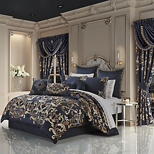 J.Queen New York Caruso 4 Piece Comforter Set, Royal Blue, rollover