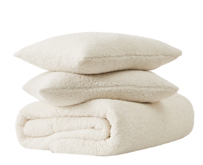 Brooklyn Loom Marshmallow Sherpa 3 Piece Comforter Set, Ivory, rollover