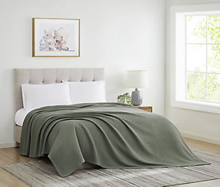 Cannon Heritage Cotton Waffle Blanket, Green, rollover