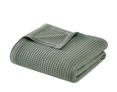 Cannon Heritage Cotton Waffle Blanket, Green, rollover