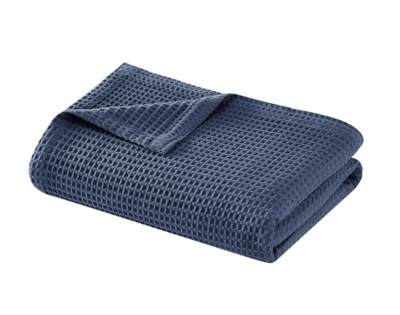 Cannon Heritage Cotton Waffle Blanket, Blue, rollover