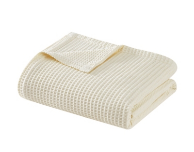 Cannon Heritage Cotton Waffle Blanket, Ivory, rollover