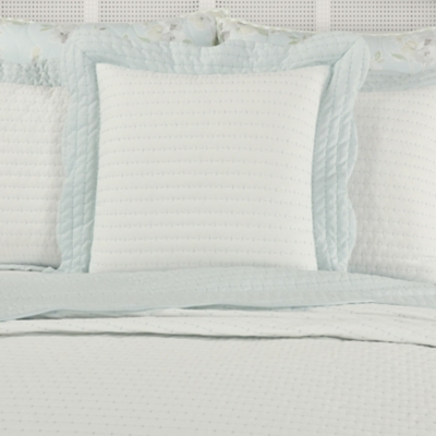 Piper & Wright Amherst Square Quilted Decorative Throw Pillow, Duck Egg, rollover
