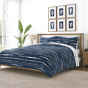 Ienjoy Home All Season 2 Piece Twin/ Twin XL Horizon Lines Reversible Quilt Set with Shams, Navy, large