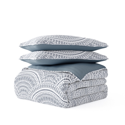 Ienjoy Home All Season 2 Piece Twin/ Twin XL Scallop Reversible Quilt Set with Shams, Dusk Blue, rollover