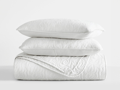 Ienjoy Home All Season 3 Piece King/California King Floral Stitch Quilt Set with Shams, White, large