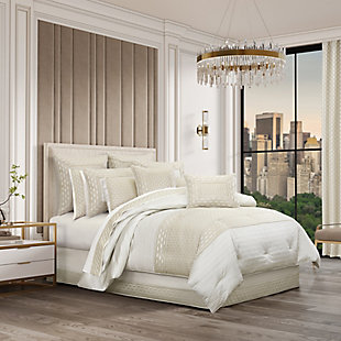 J.Queen New York Metropolitan King 4 Piece Comforter Set, Ivory, rollover