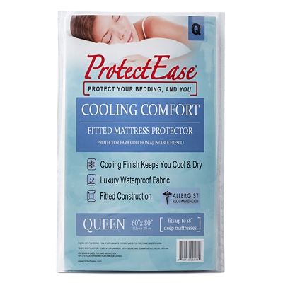 PROTECTEASE PolarPure Cooling Fitted Queen Mattress Protector, White, large