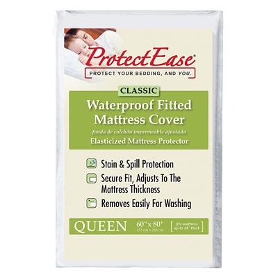 PROTECTEASE Classic Fitted Full Mattress Protector, White, large