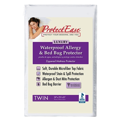 PROTECTEASE Luxury Zippered Full Mattress Protector, White, large